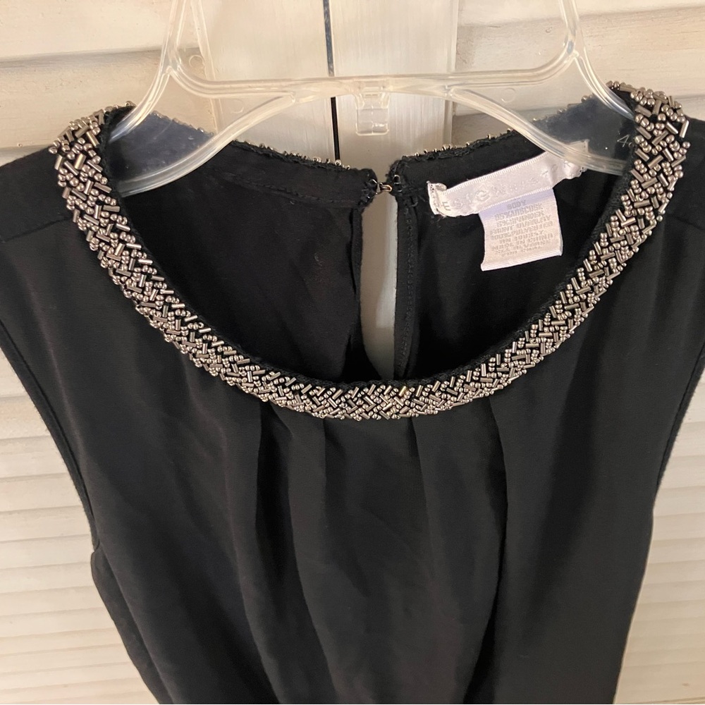 Black Top with Silver Beaded Collar